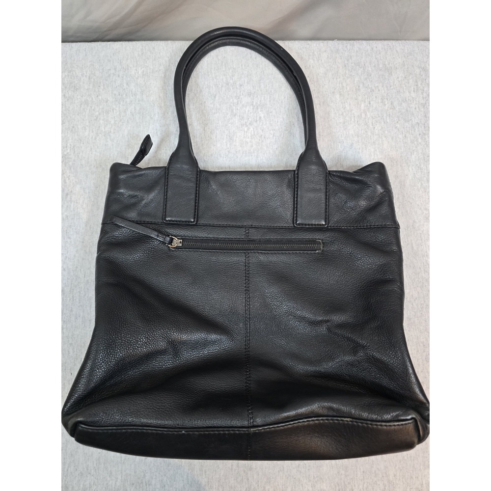 Genuine Leather Black Leather Handbag. Woven Texture, Great Find - Picture 2 of 5